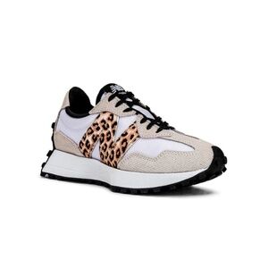 NEW! New Balance 327 Leopard Runner Sneakers in White & Dawn Glow
